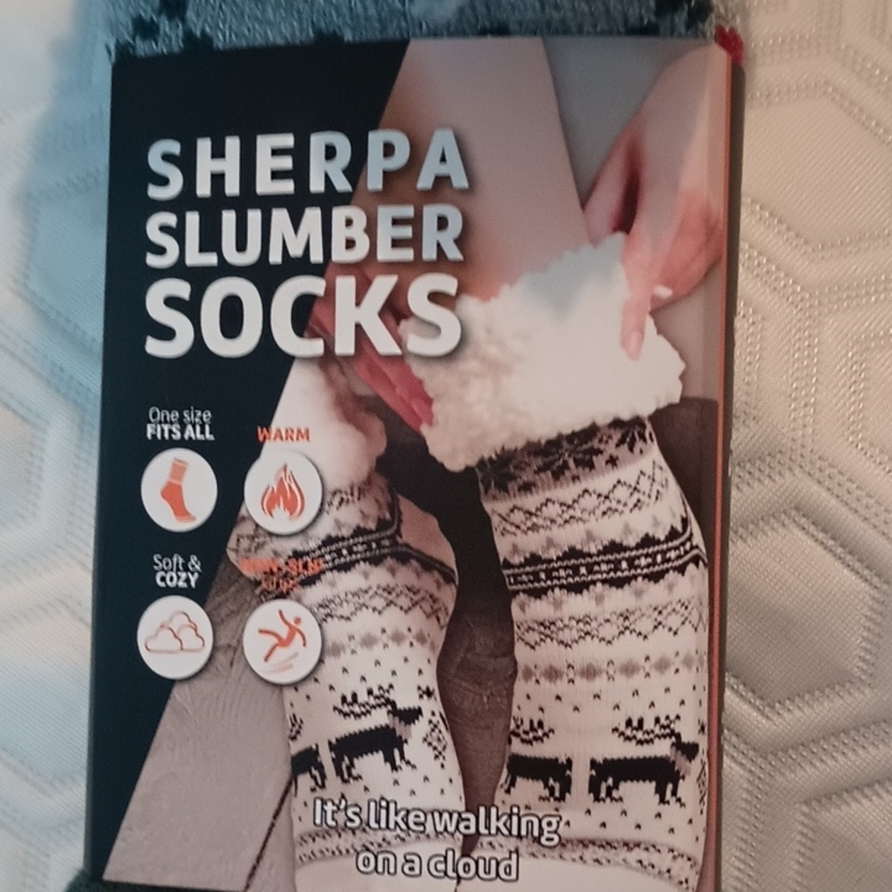 Sherpa Slumber Socks - Black and White Penguin w EarMuffs NEW